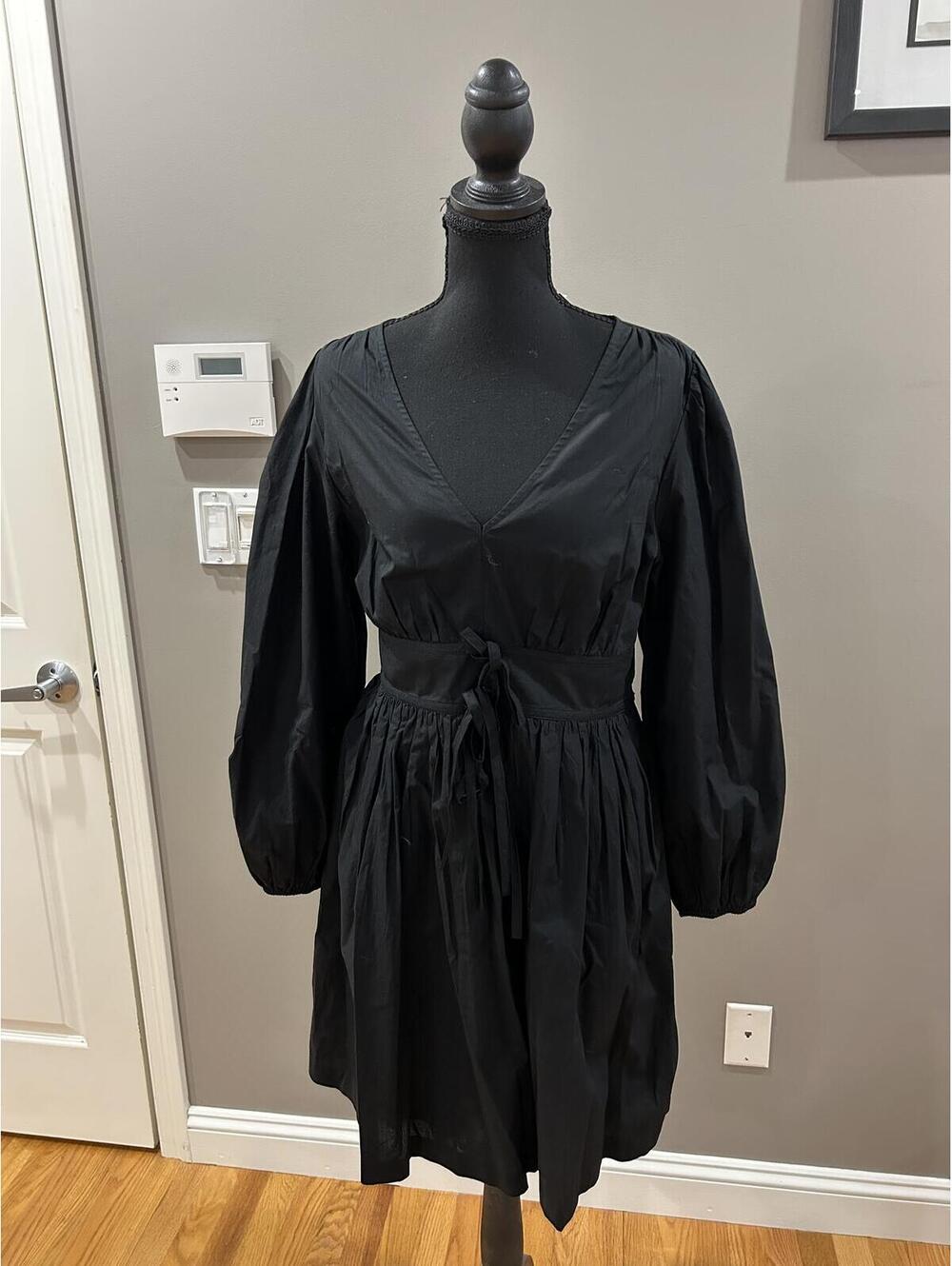 J.Crew Black V-Neck Cotton Poplin Mini Dress Size 8